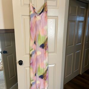 Colorful Pleated Maxi Dress
